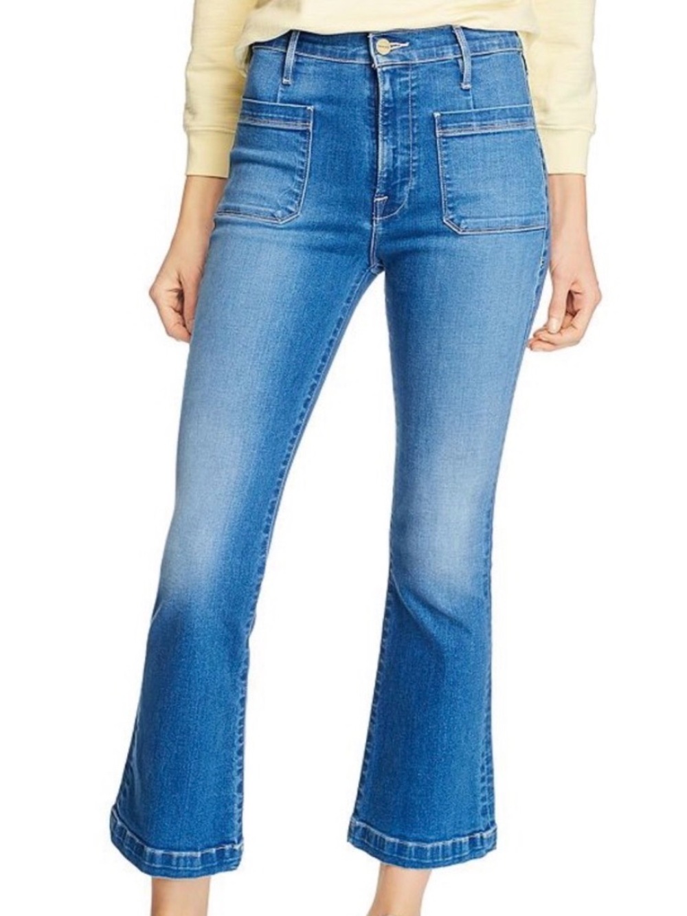 Frame Denim Blue Le Bardot Crop Flare Jeans